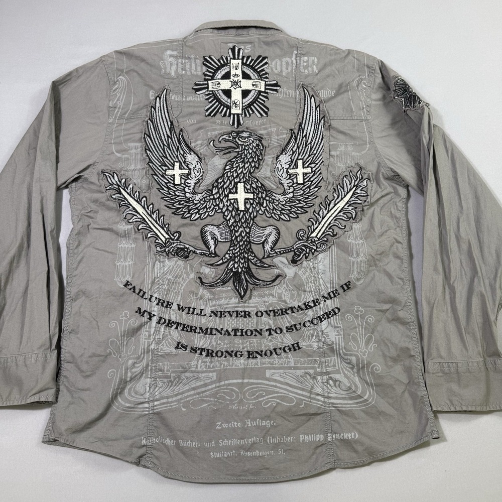Roar‎ Signature Enough Excuses Button Down Shirt Mens 2XL Embroidered Distressed